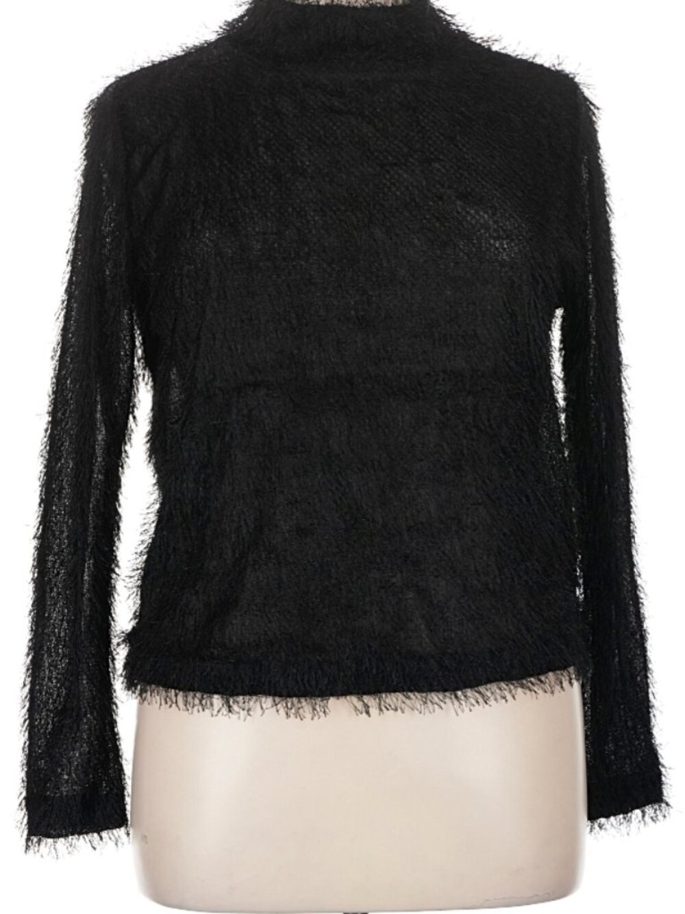Zara Fuzzy Long Sleeve Fringe Top Size S